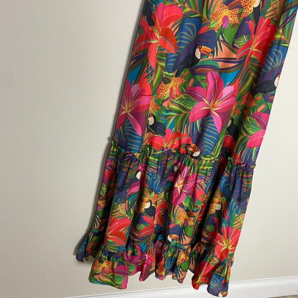 Farm Rio Brighton Maxi Halter Dress Womens Medium M - Picture 3 of 8